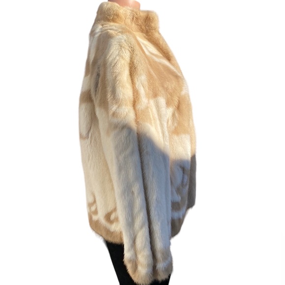 Vintage Two-toned Genuine Mink Fur Jacket L - Picture 3 of 5
